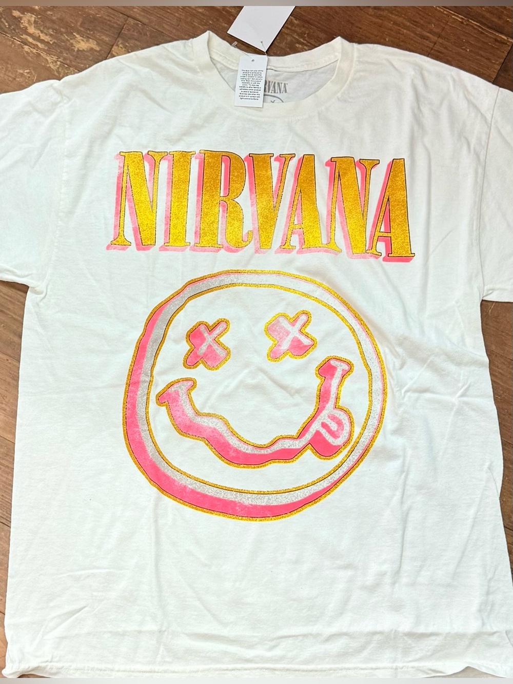 NWT NIRVANA SMILE SHADOW GRAPHIC TEE, WHITE, VARIOUS SIZES